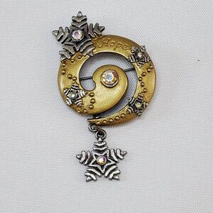 DD Patricia Darling Dash Hope Snowflake Brooch Aurora Borealis Crystal Swirl